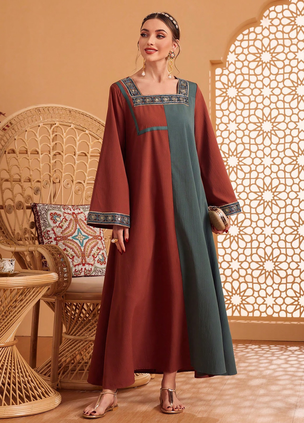 Комбінована кежуал сукня а-силует SHEIN колор блок