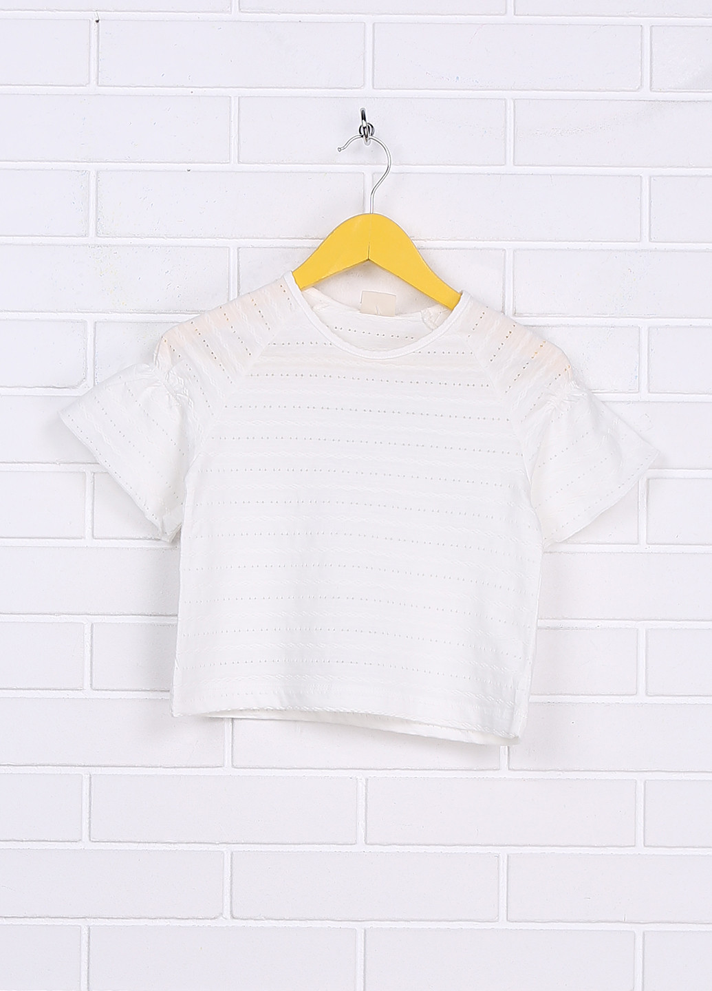 Молочная однотонная блузка с коротким рукавом Brand летняя