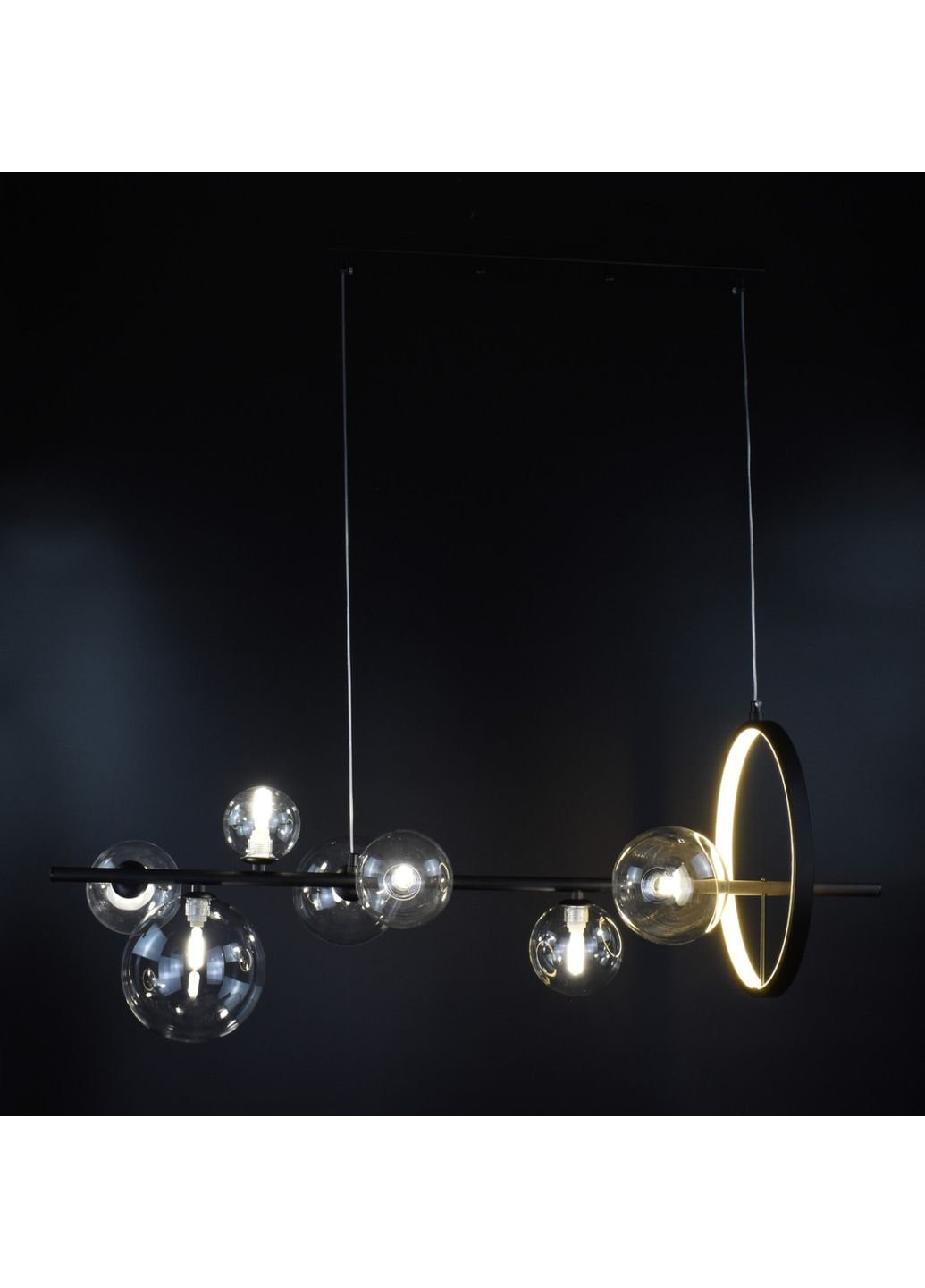 Люстра стельова підвісна на 7 ламп AT33/7-bk Чорний 30х30х90 см. Sunnysky (253628952)