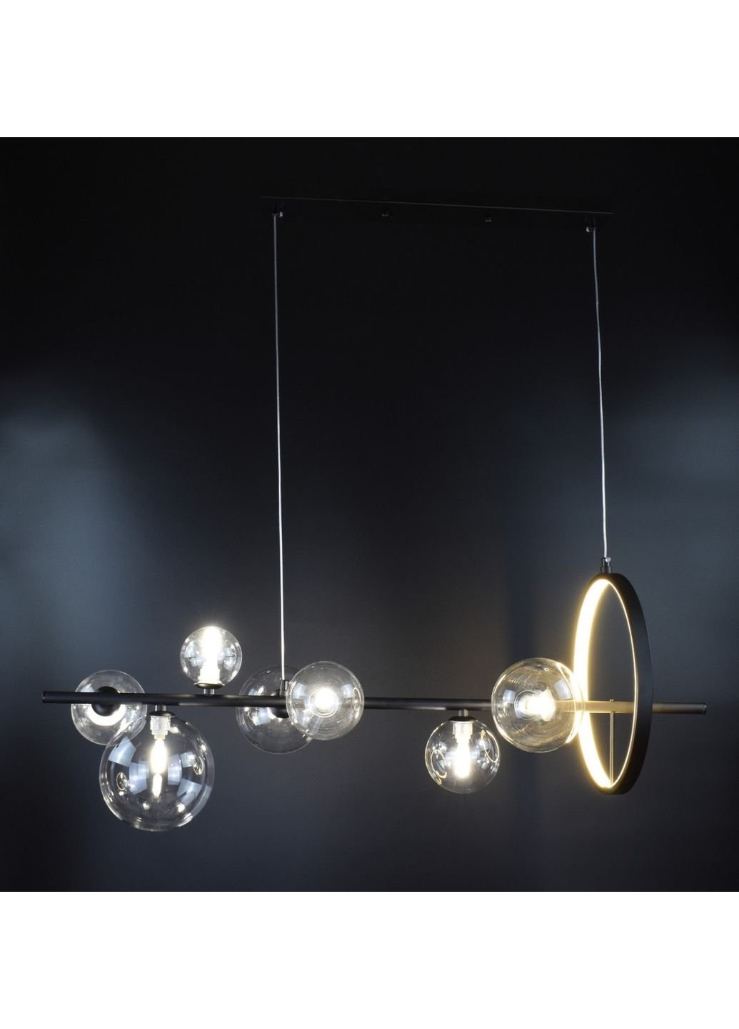 Люстра стельова підвісна на 7 ламп AT33/7-bk Чорний 30х30х90 см. Sunnysky (253628952)