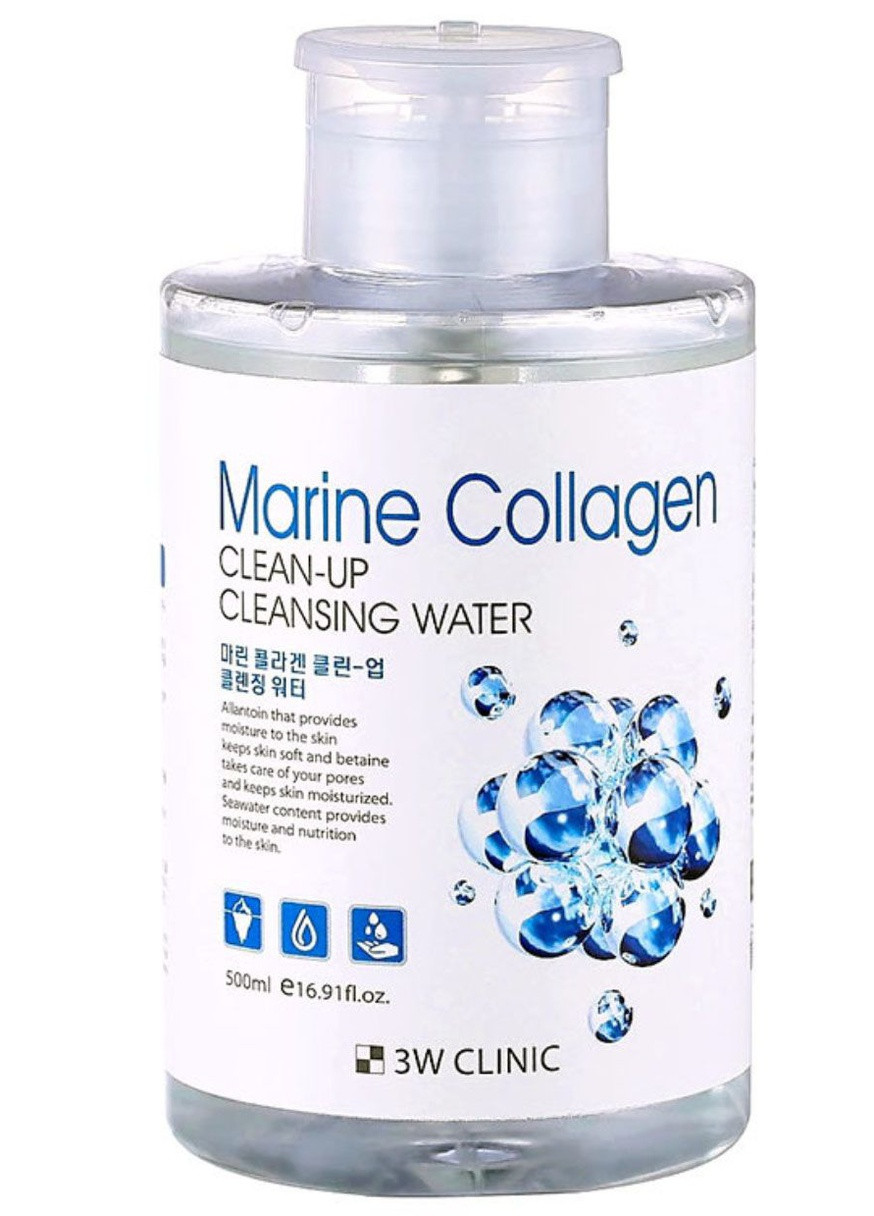 Marine Collagen Clean-Up Cleansing Water Жидкость для снятия макияжа, 500 мл 3W Clinic (236271812)