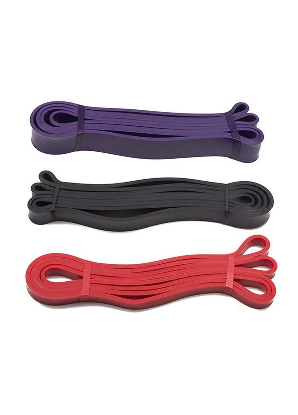Гумові петлі для фітнесу Power Bands - набір з 3 шт 2-45кг (червона, чорна, фіолетова в сумочці) EasyFit (241214847)