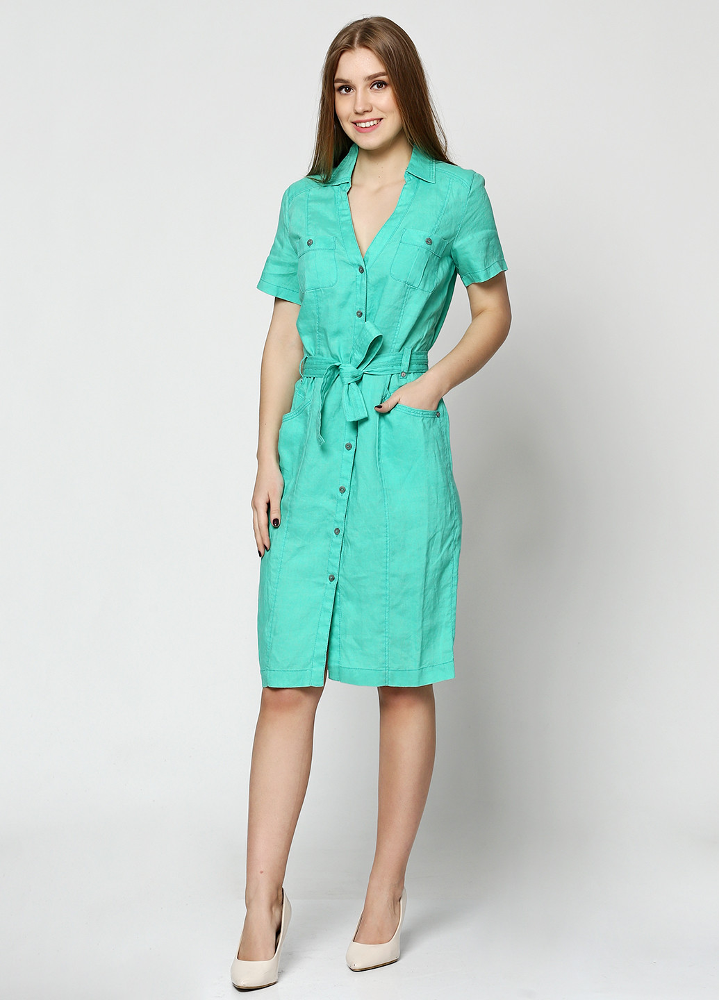 Зеленое кэжуал платье Olsen однотонное