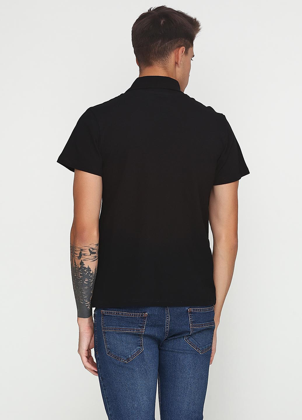Черная футболка-поло для мужчин Tryapos однотонная