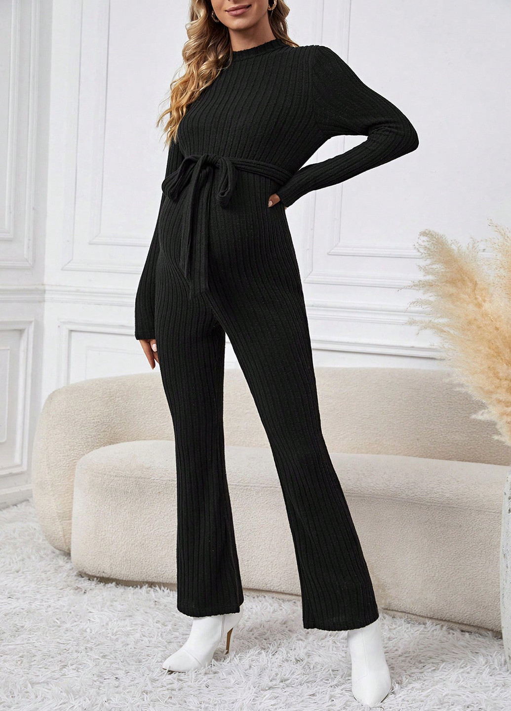 Комбинезон для беременных SHEIN комбинезон-брюки однотонный чёрный кэжуал полиэстер