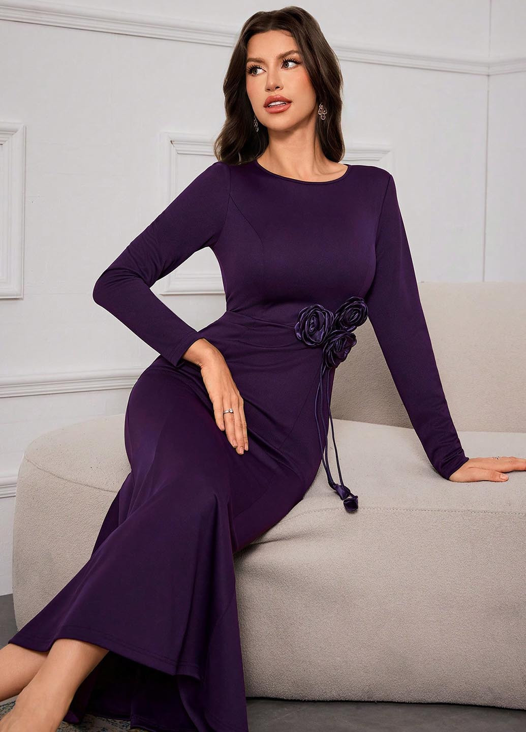 Фиолетовое вечернее платье годе SHEIN однотонное