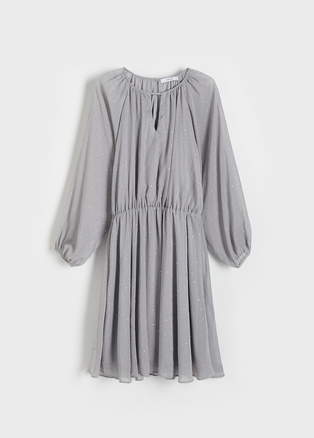 Светло-серое кэжуал платье клеш Reserved в горошек