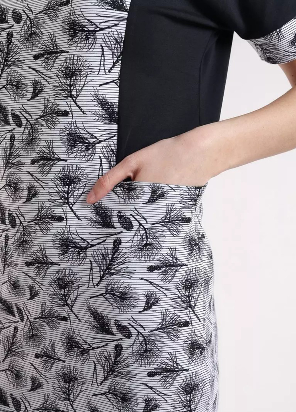 Чорно-білий кежуал сукня сукня-футболка BBL з квітковим принтом