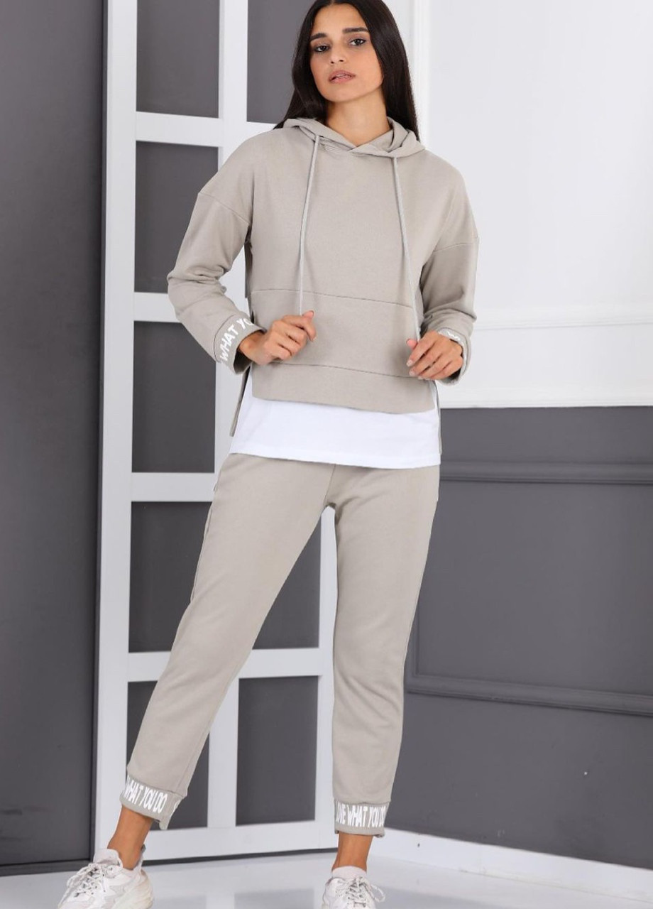 Спортивный костюм женский серый с белым MDG (256379999)