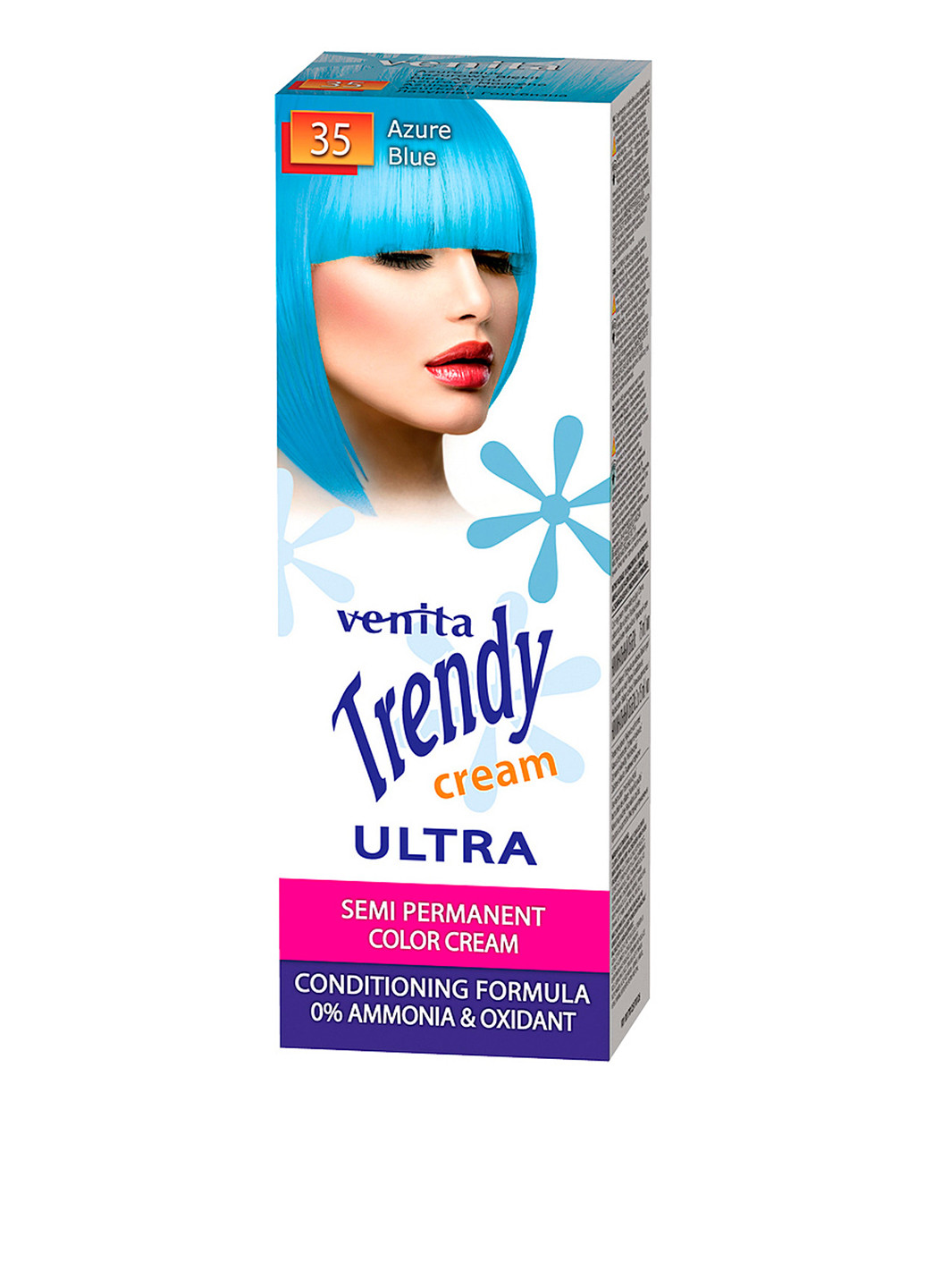 Крем-тонер для фарбування волосся Trendy Color Cream №35 Лазурна блакить, 75 мл Venita (202410250)