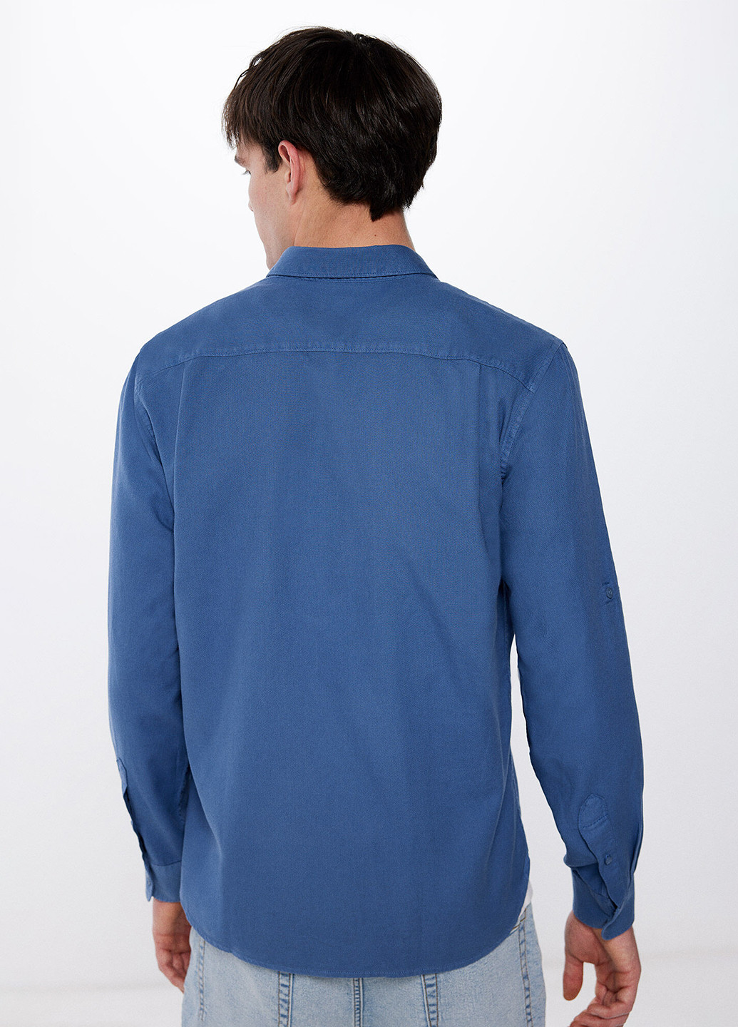 Синяя кэжуал рубашка однотонная Springfield