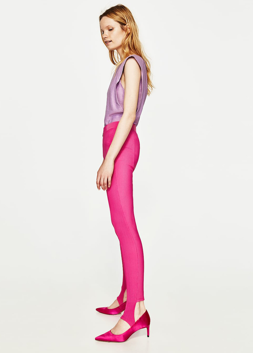 Розовые кэжуал демисезонные зауженные брюки Zara