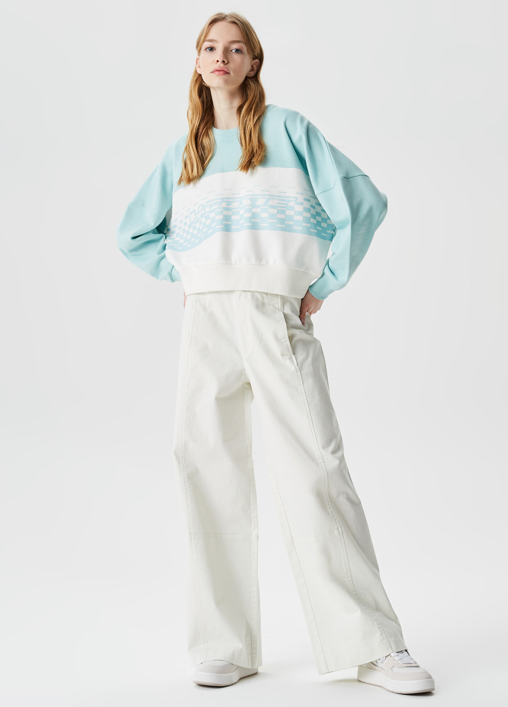 Голубой свитшот Lacoste логотип нашивки (276525956)