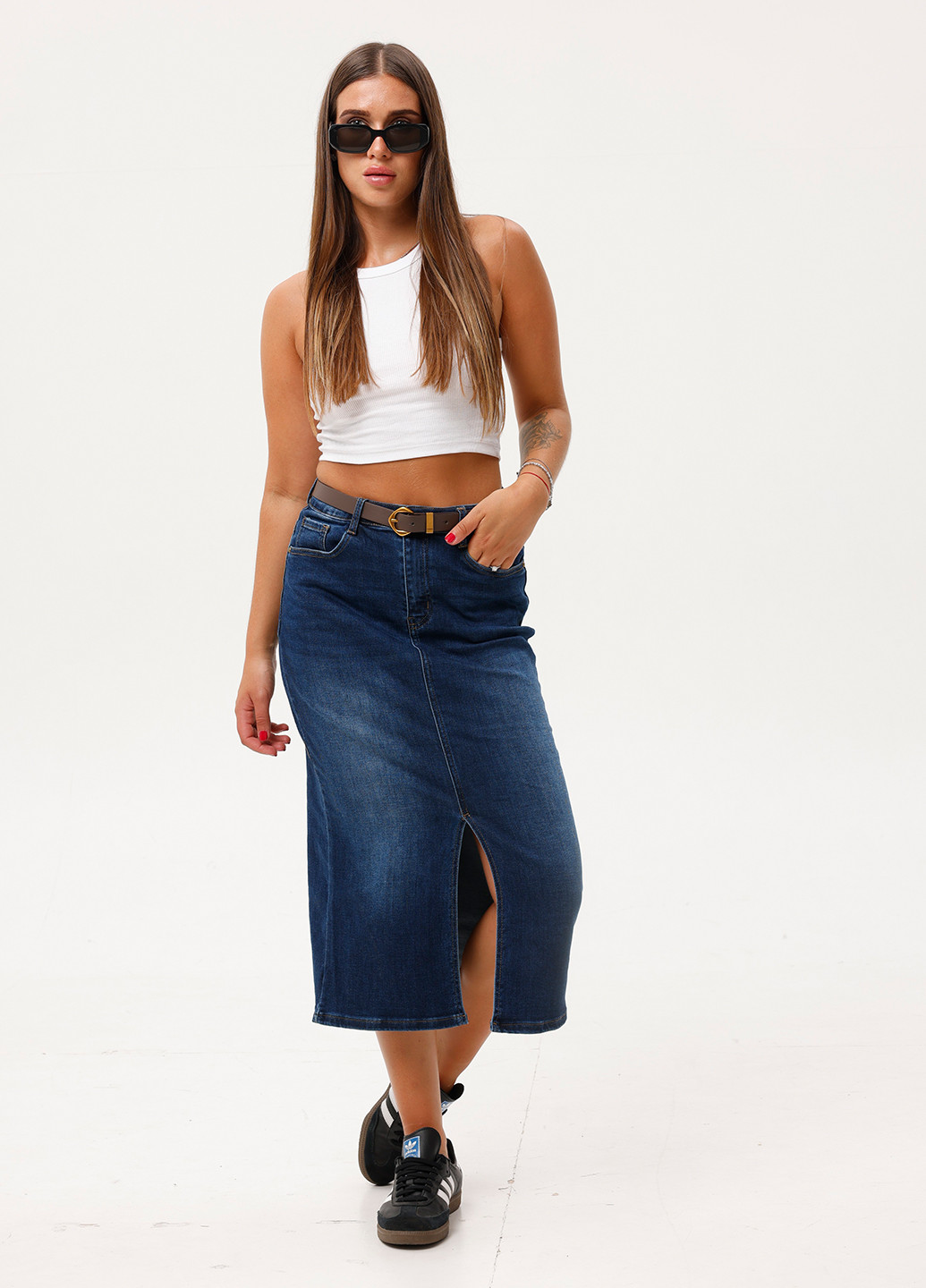 Синяя джинсовая однотонная юбка Icon