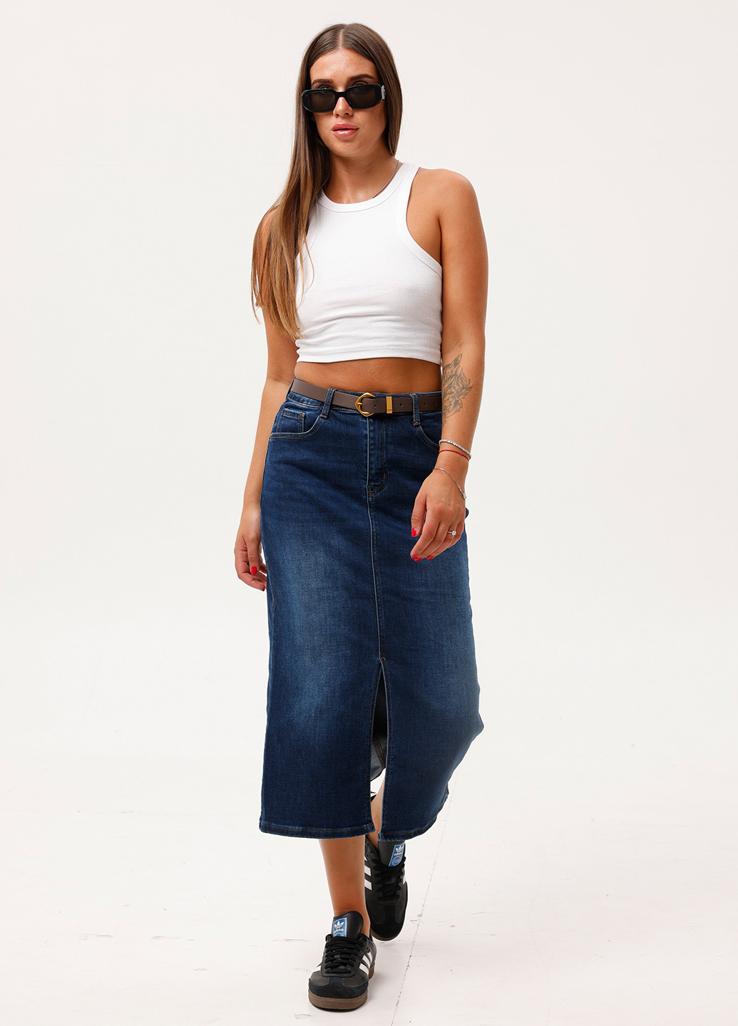 Синяя джинсовая однотонная юбка Icon