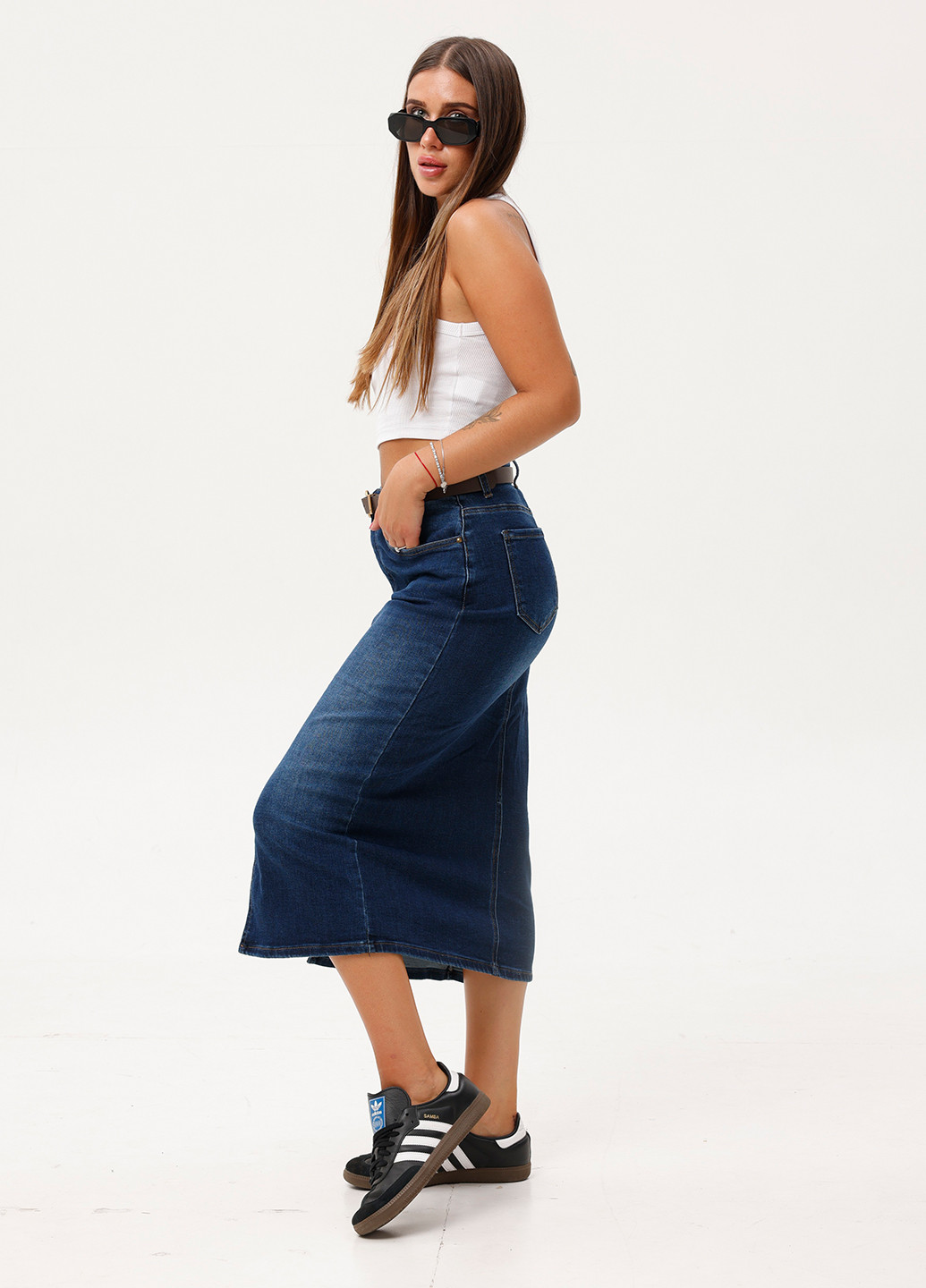 Синяя джинсовая однотонная юбка Icon