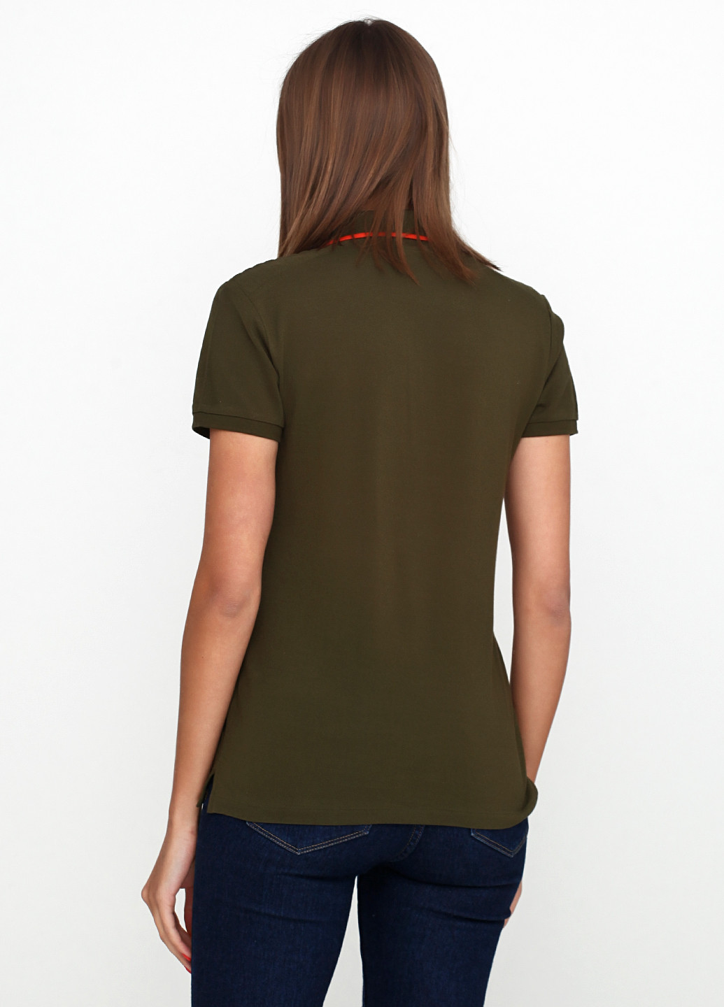 Оливковая женская футболка-поло Ralph Lauren с логотипом