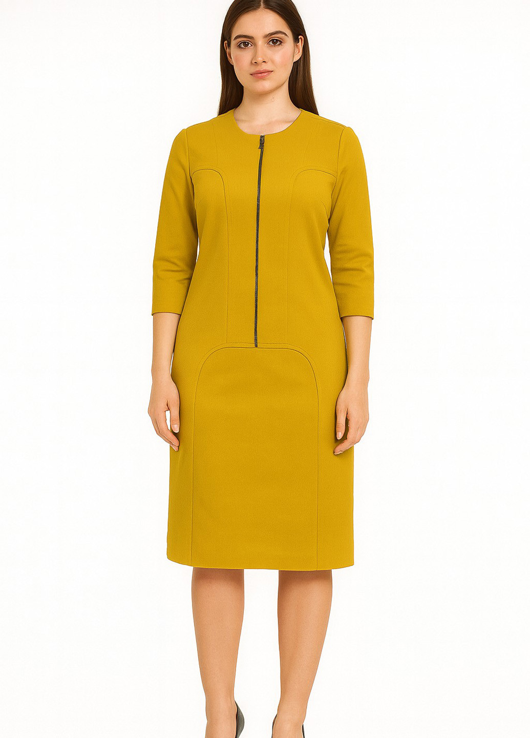 Гірчична кежуал сукня футляр Sassofono однотонна