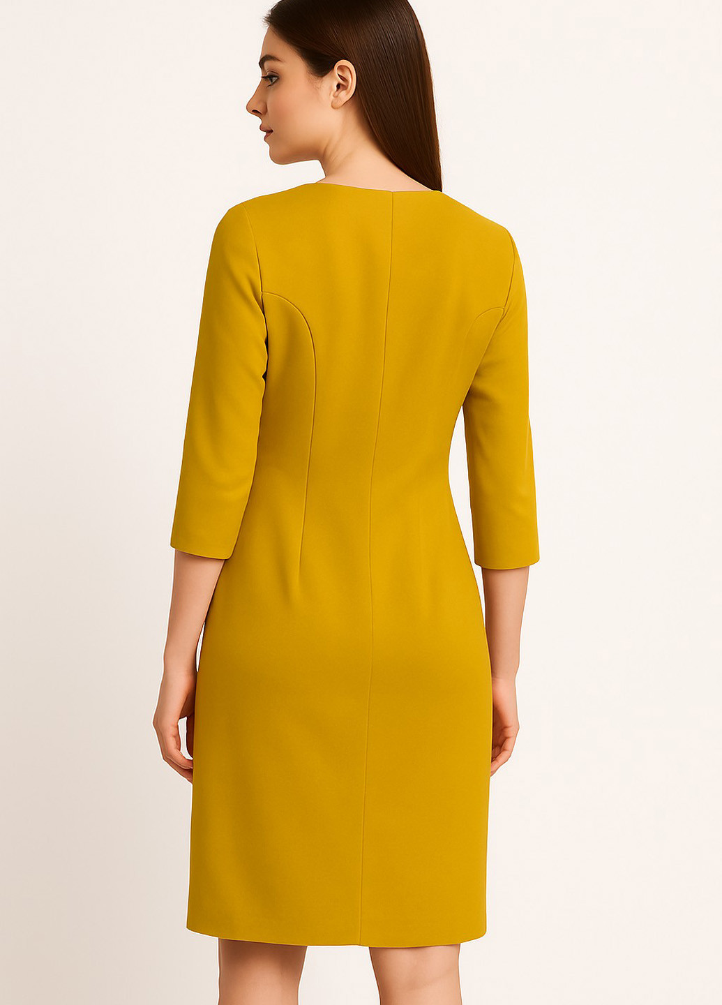 Гірчична кежуал сукня футляр Sassofono однотонна