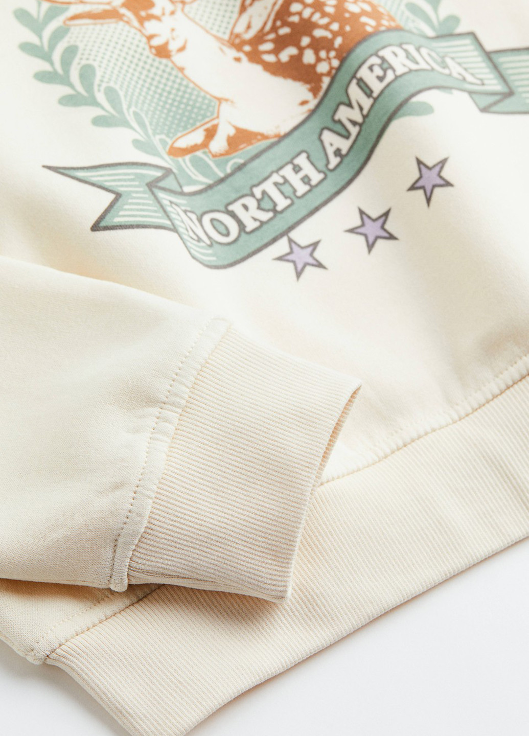 Кремовый свитшот H&M рисунок без декора (300466377)