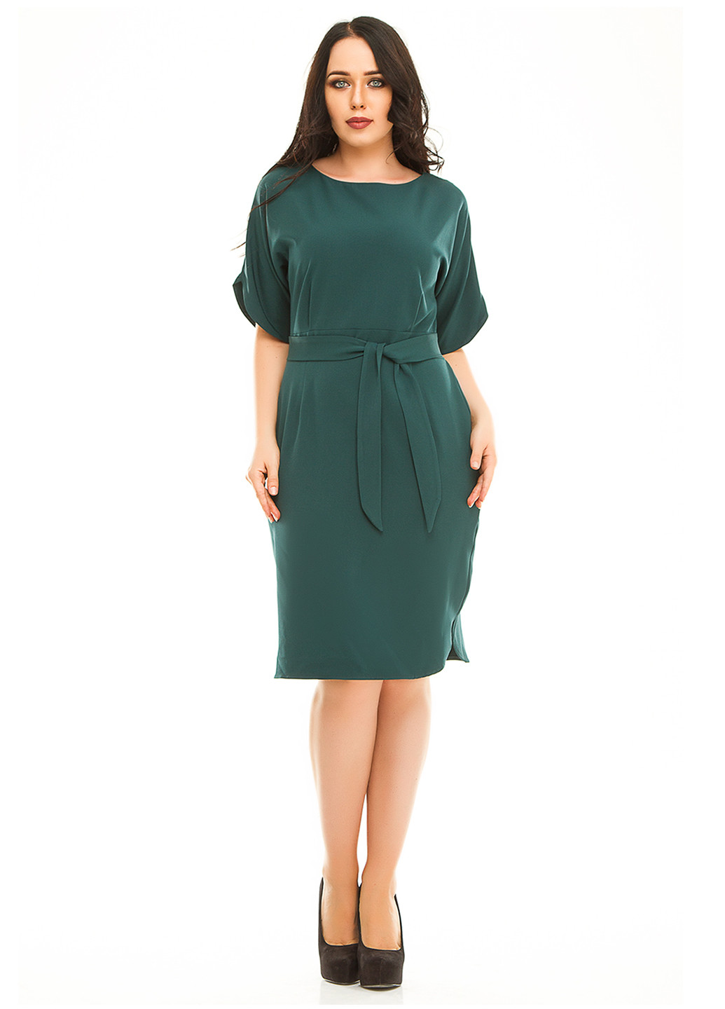 Темно-зеленое кэжуал платье футляр Lady Style однотонное