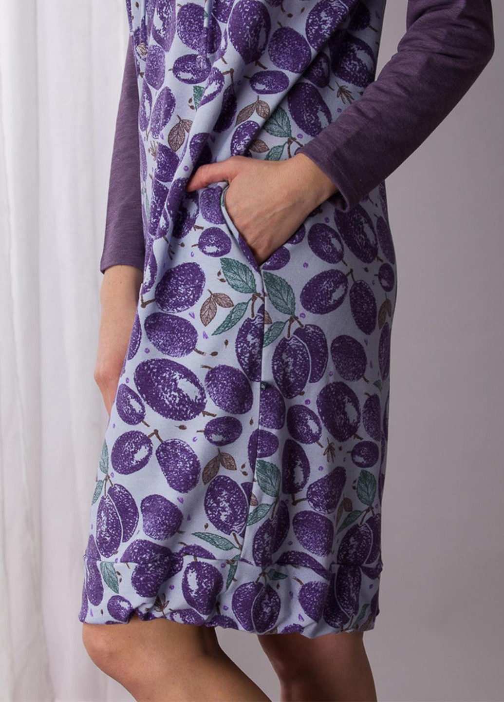 Темно-фіолетова повсякденний сукня жіноча l принт lhd 206 b21 Key з малюнком