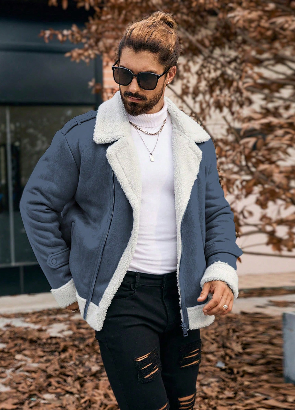 Серо-синяя зимняя куртка куртка-пиджак SHEIN