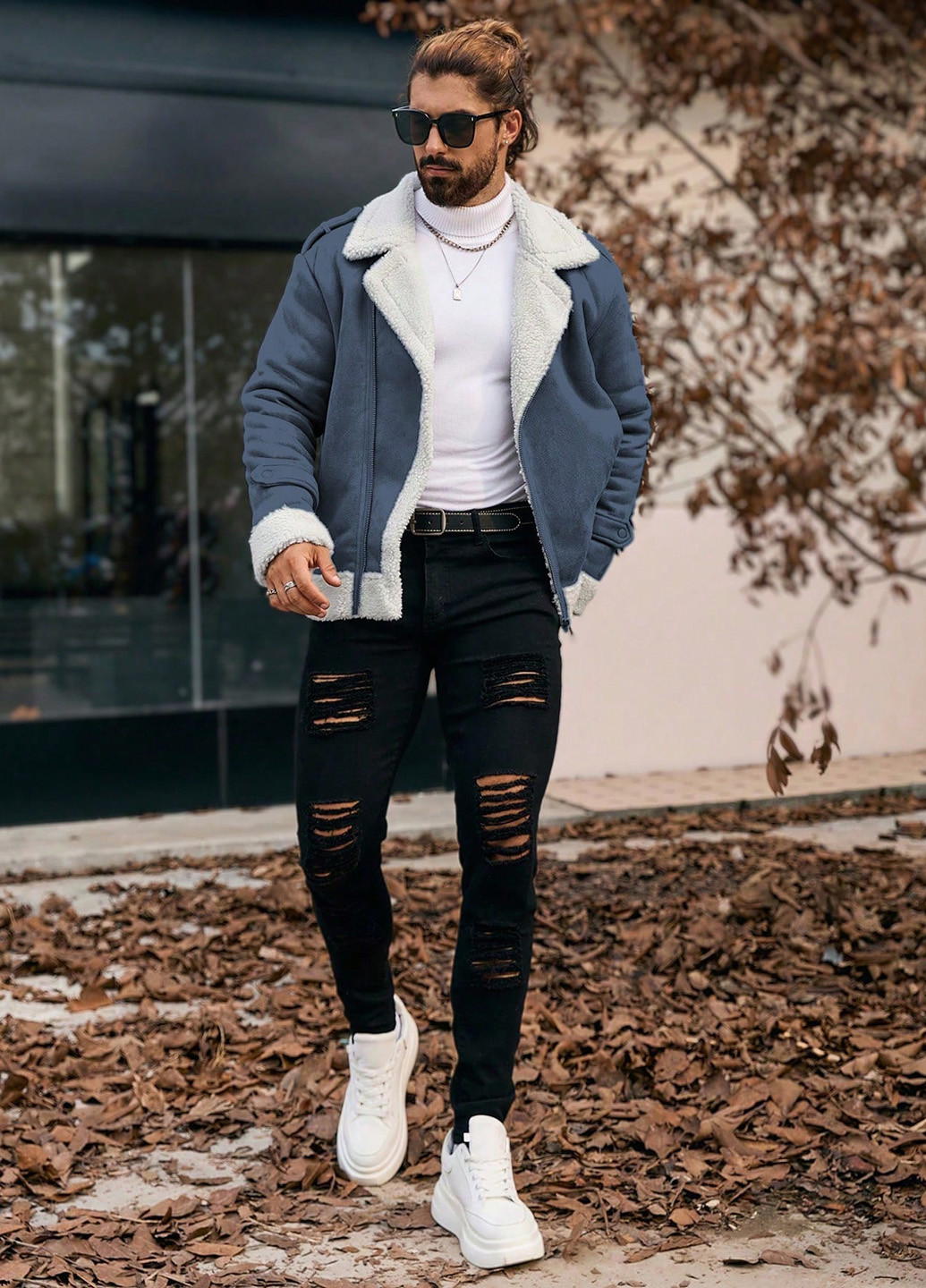 Серо-синяя зимняя куртка куртка-пиджак SHEIN