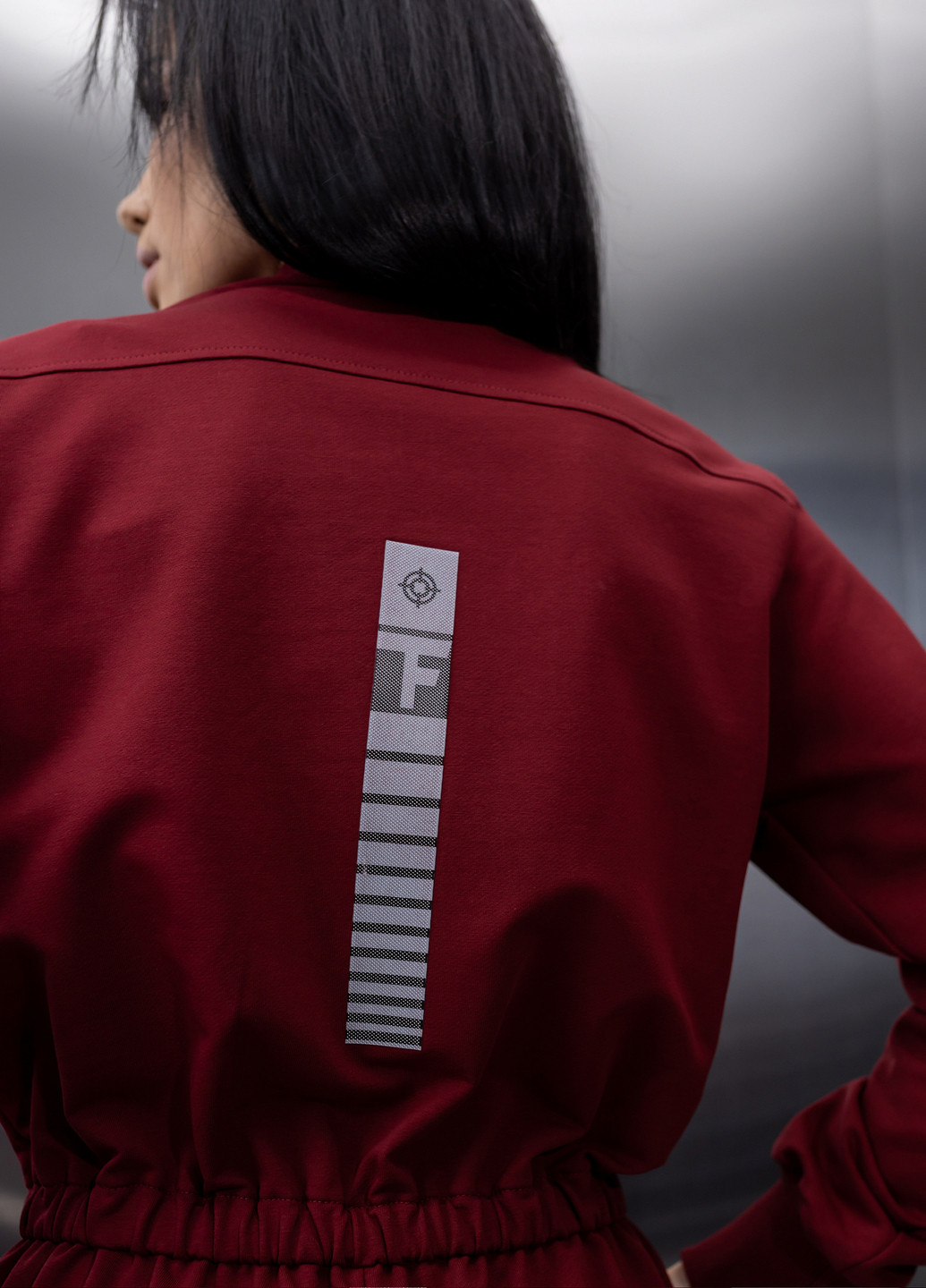 Бавовняний комбінезон з поясом та блискавкою TOTALFIT комбінезон-брюки однотонний бордовий кежуал, спортивний двунитка, бавовна