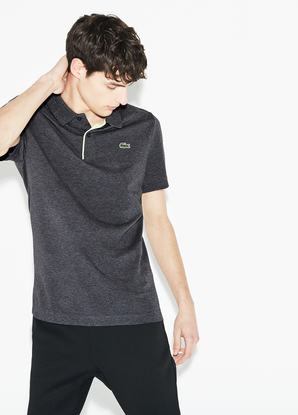 Темно-серая футболка-поло для мужчин Lacoste меланжевая