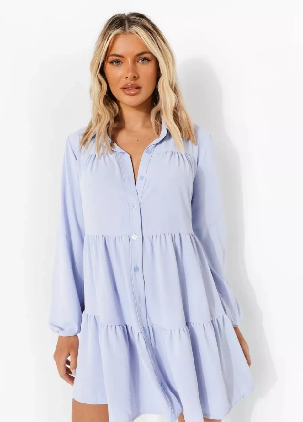 Блакитна кежуал сукня Boohoo однотонна