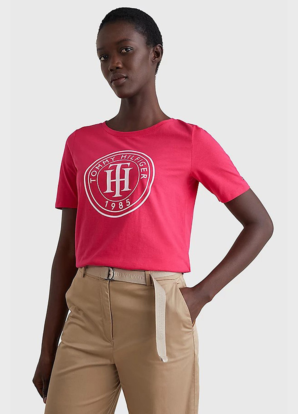 Розовая летняя футболка Tommy Hilfiger