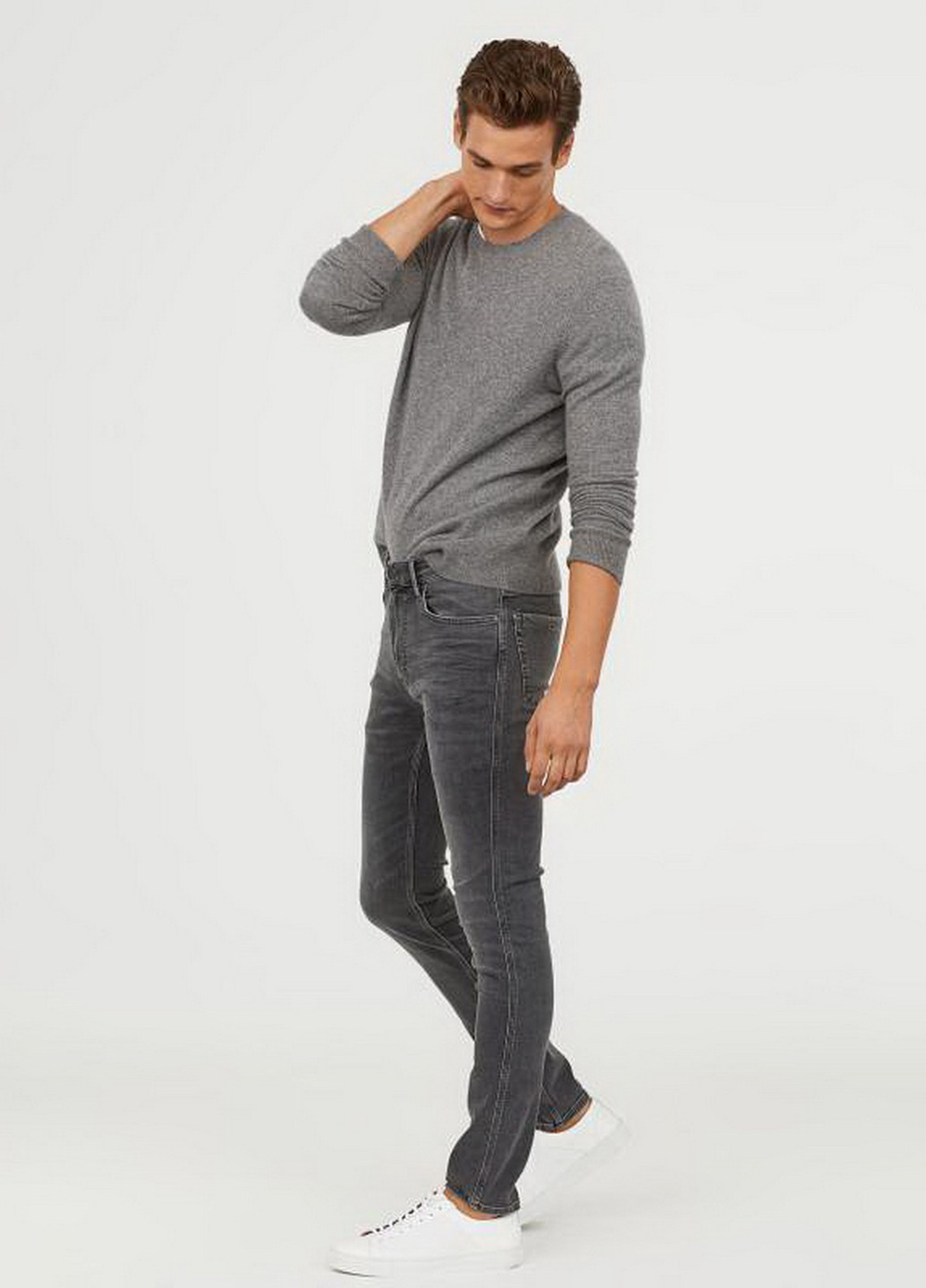 Серые демисезонные скинни джинсы H&M