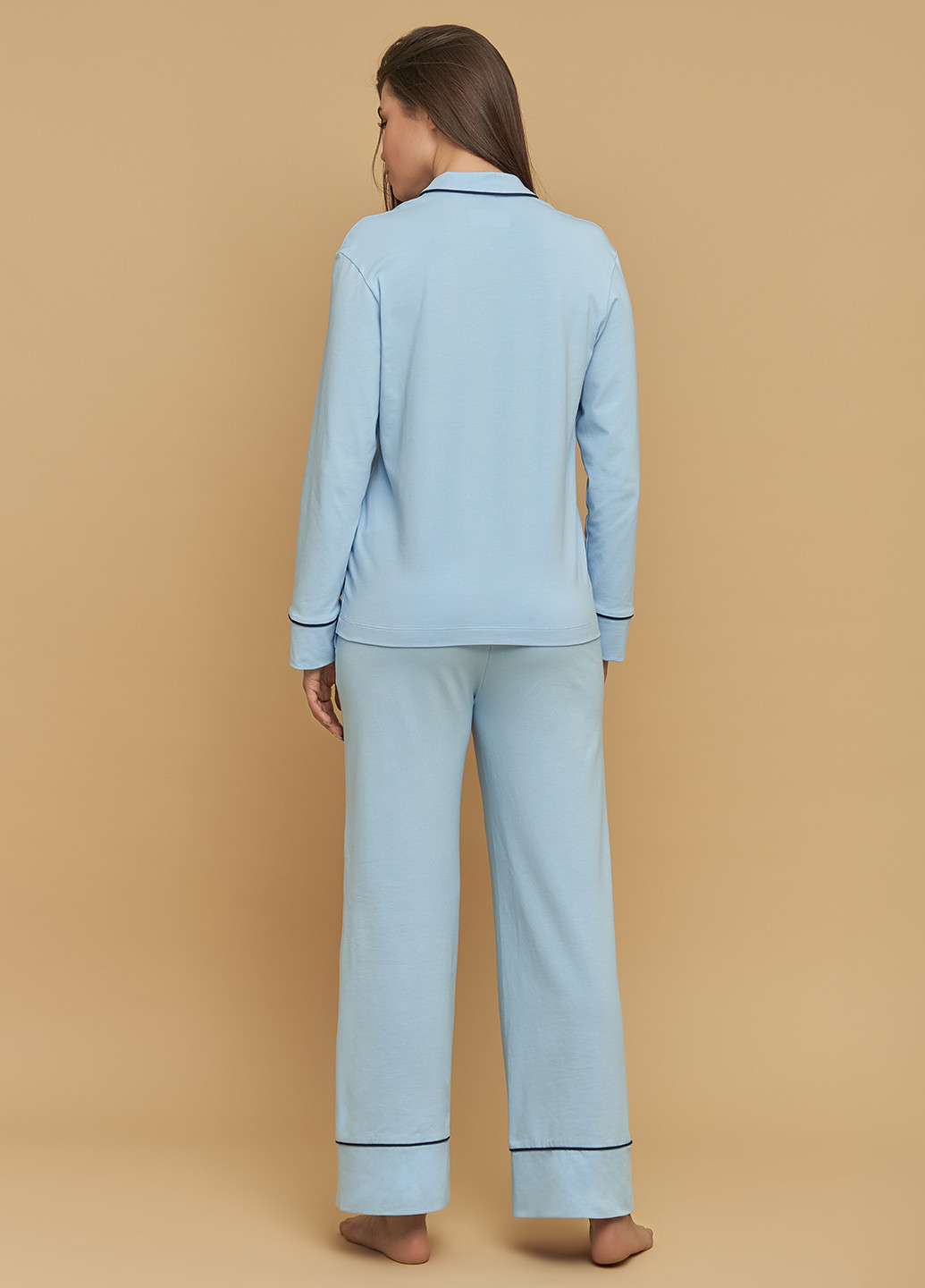 Блакитна всесезон піжама (сорочка, штани) кофта + брюки Mashsh
