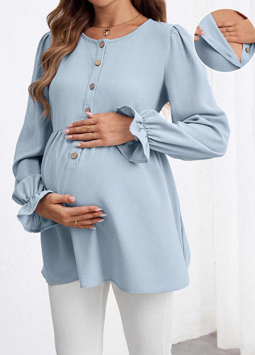 Голубая блуза для беременных SHEIN