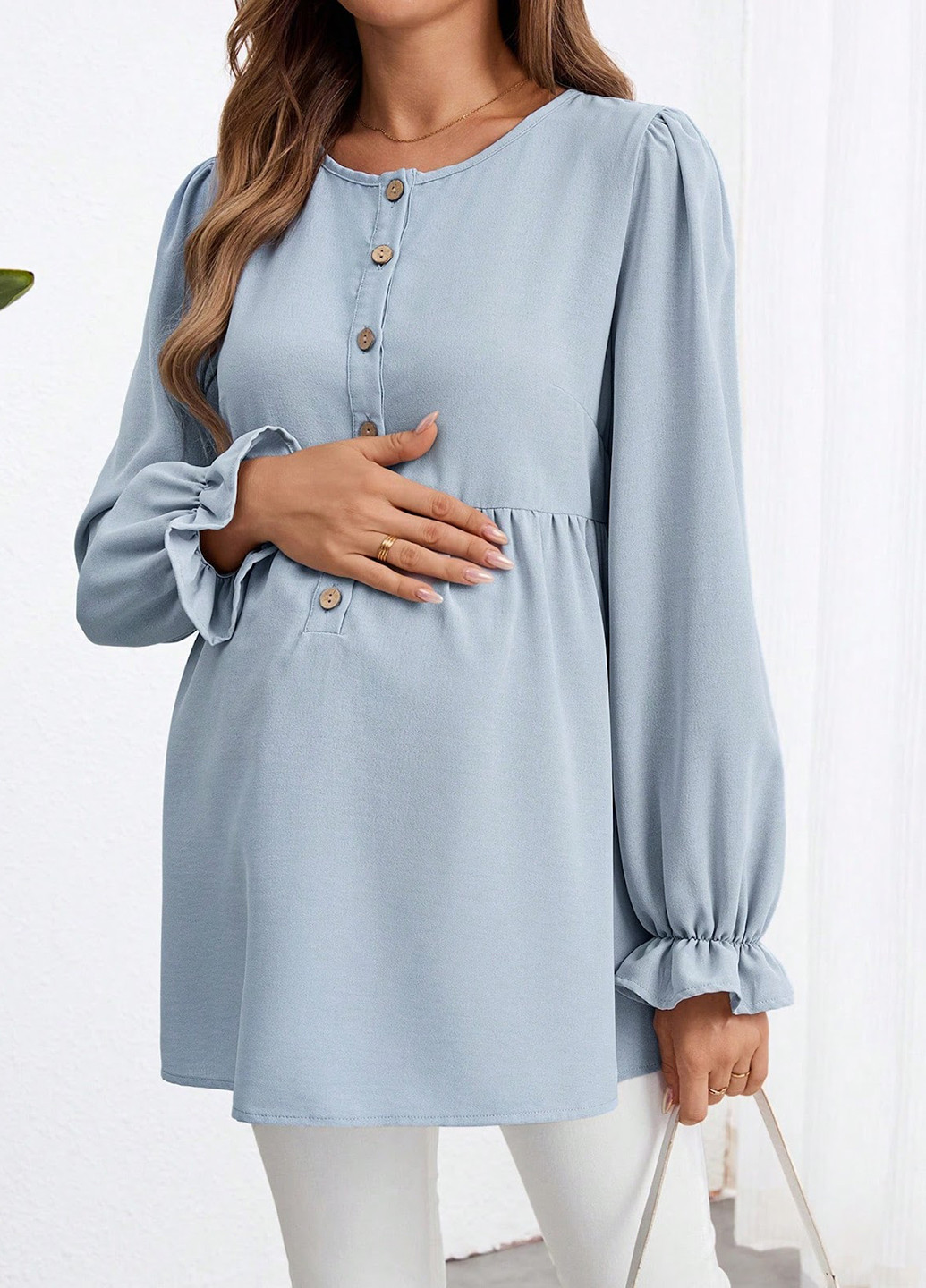 Голубая блуза для беременных SHEIN