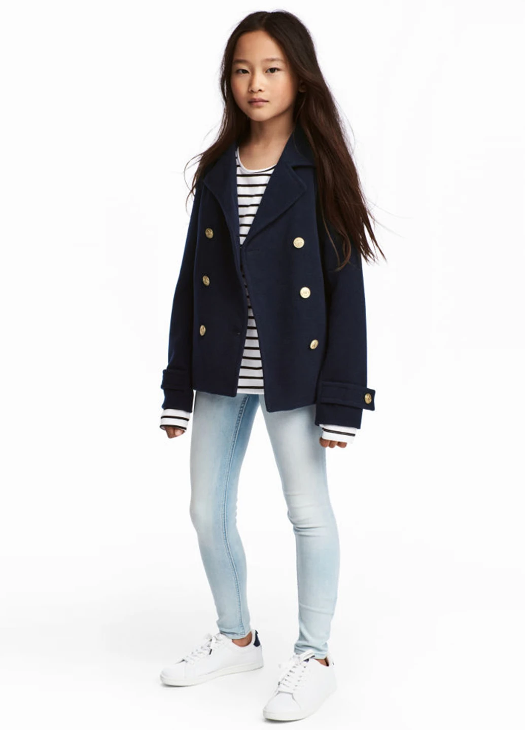 Голубые демисезонные зауженные джинсы H&M