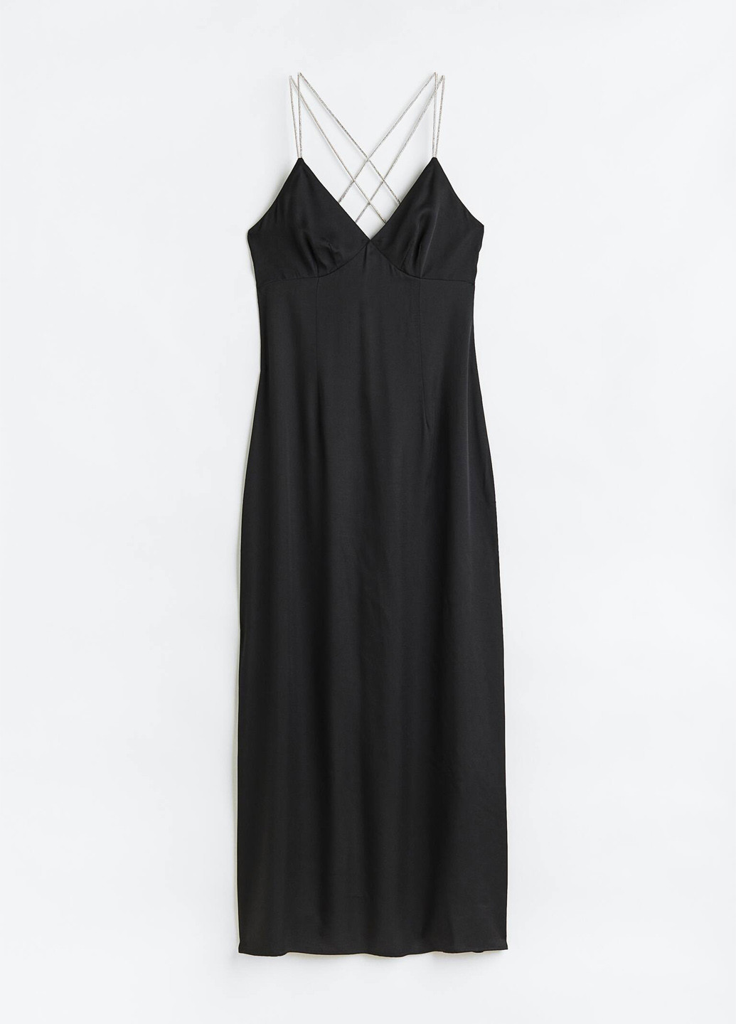 Черное вечернее, кэжуал платье платье-комбинация, с открытой спиной H&M однотонное