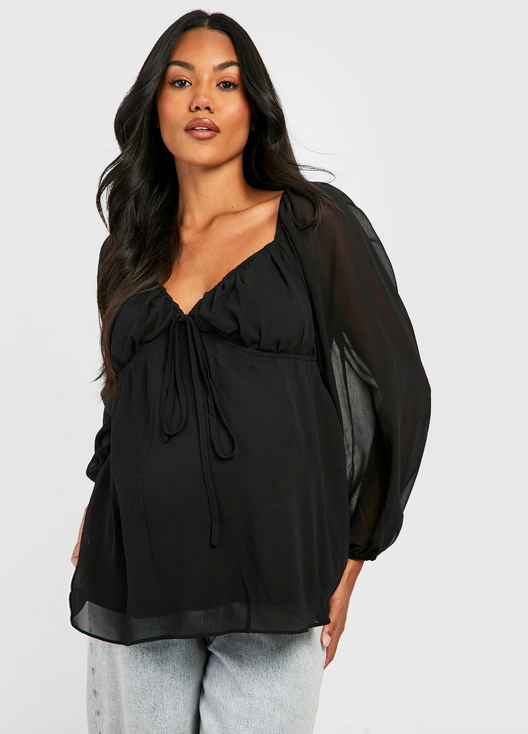Чорна блуза для вагітних Boohoo