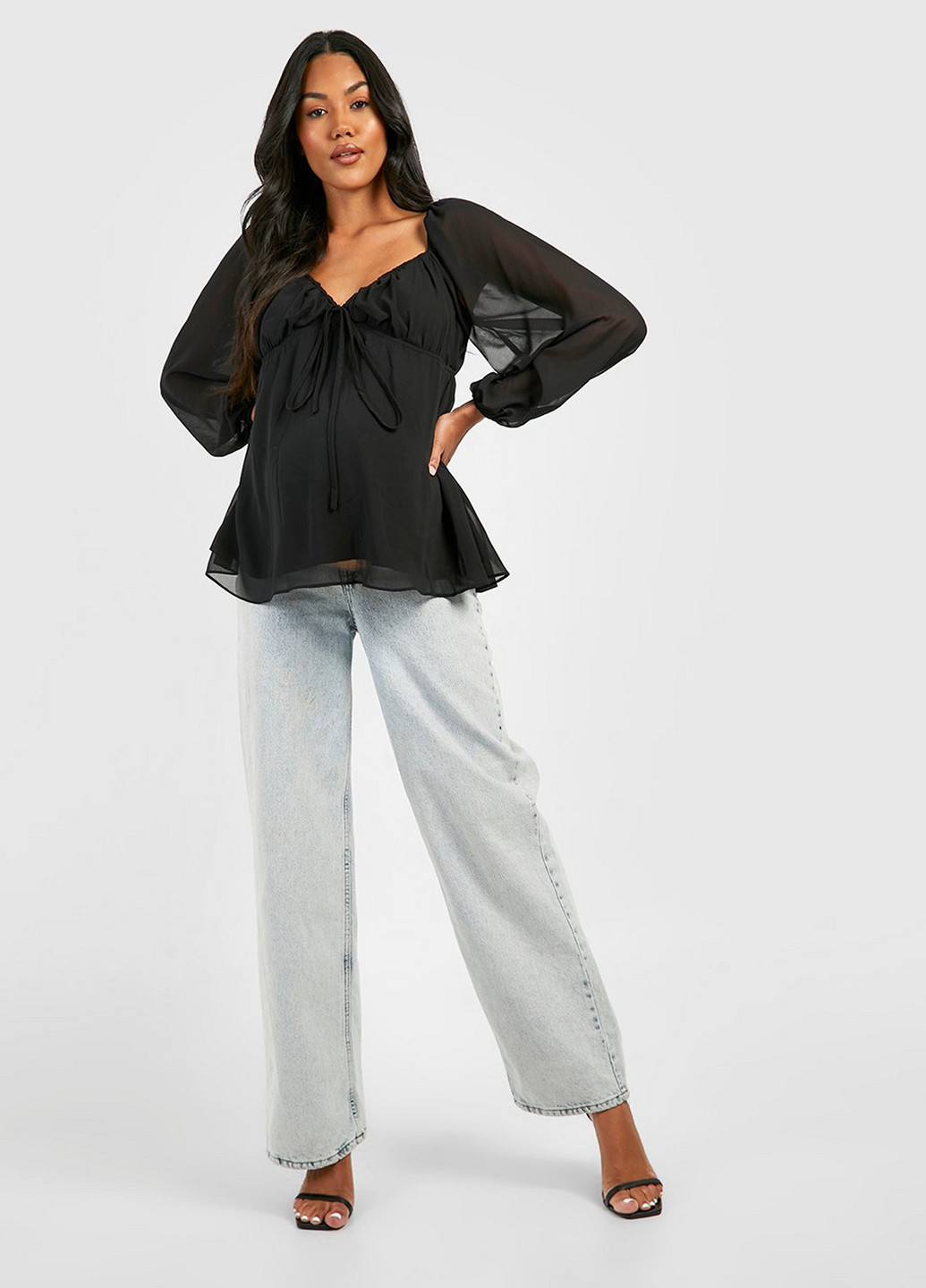 Чорна блуза для вагітних Boohoo