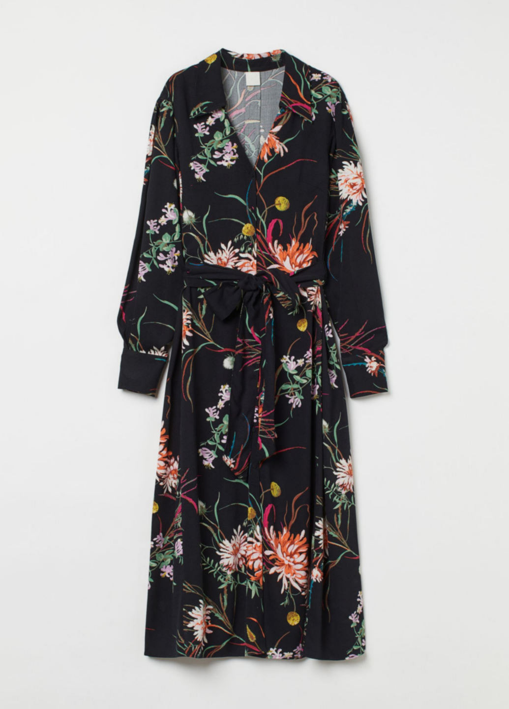 Чорна кежуал сукня сорочка H&M з квітковим принтом