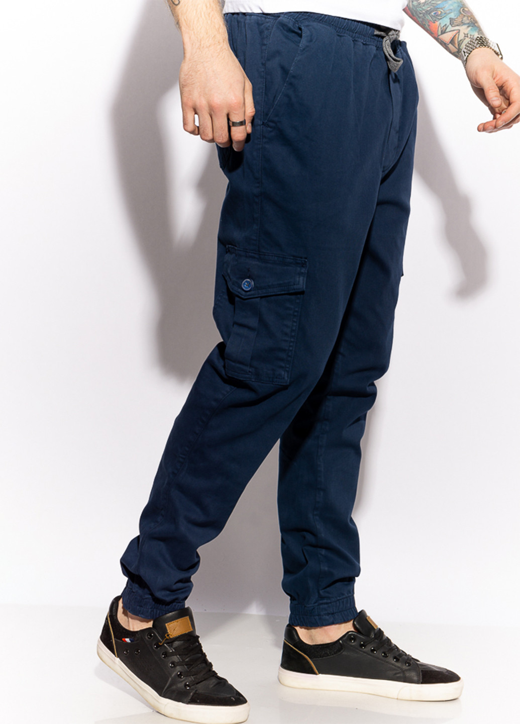 Темно-синие кэжуал демисезонные карго, джоггеры брюки Time of Style