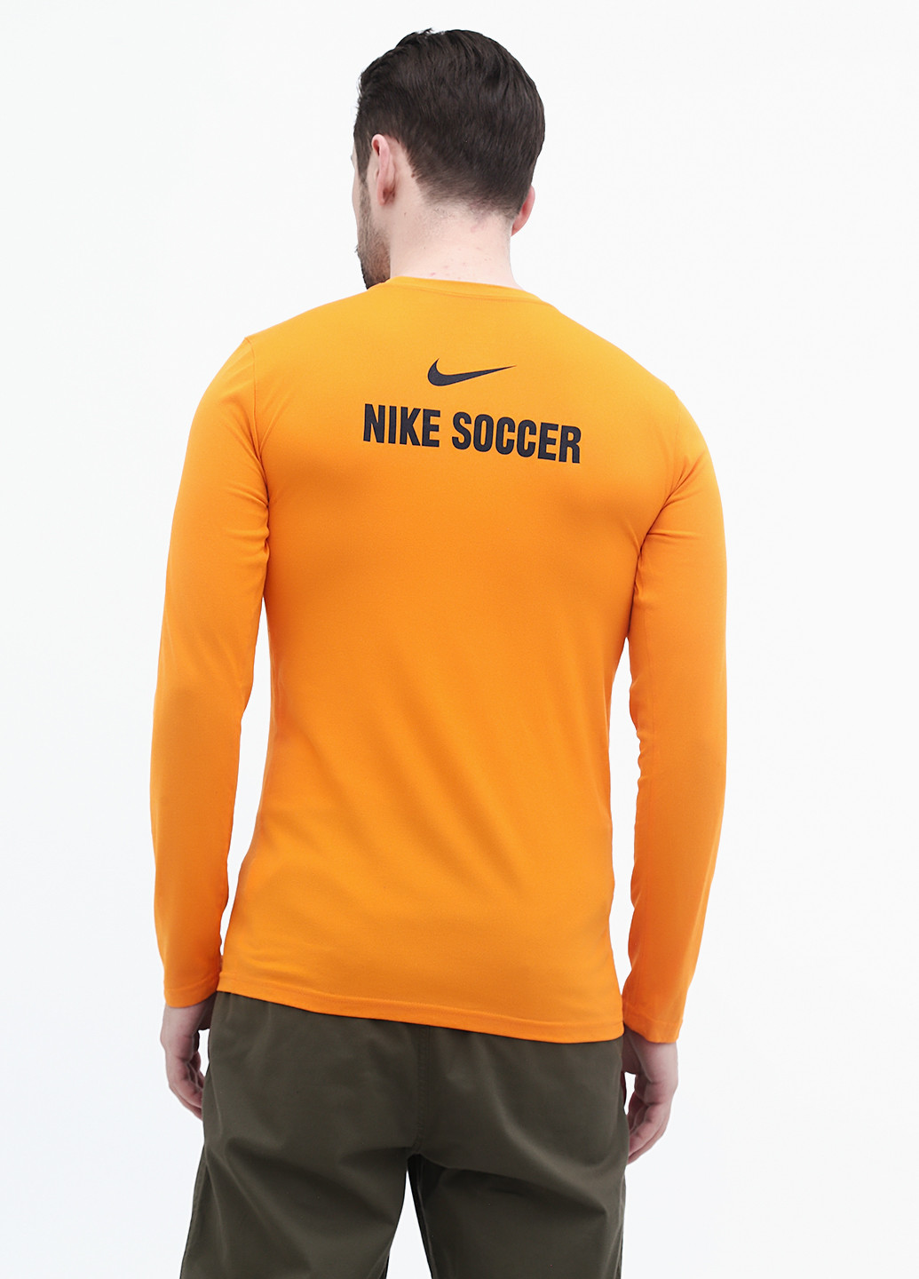 Оранжевый демисезонный спортивный лонгслив Nike с надписями