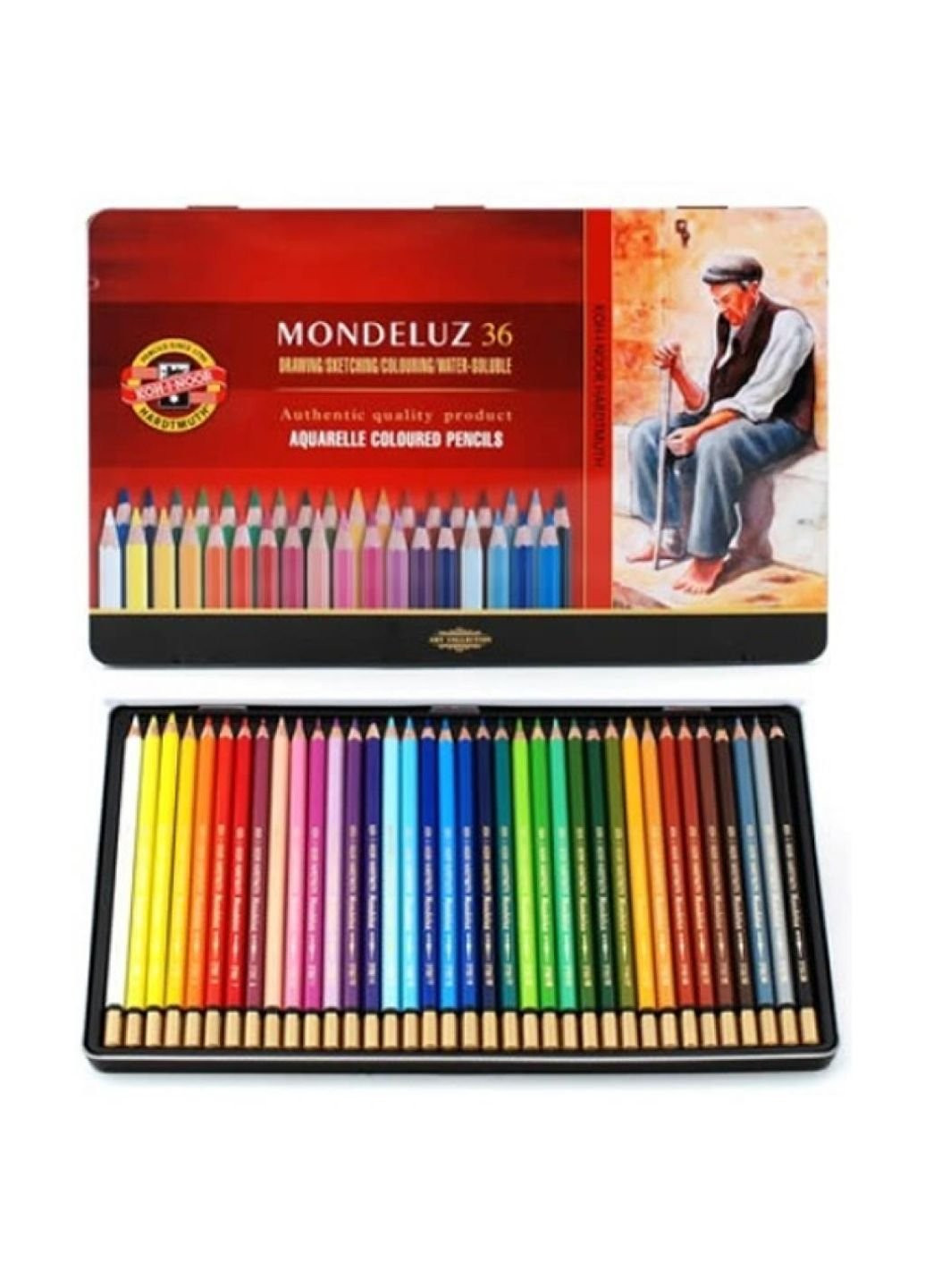 Карандаши цветные Mondeluz акварел. мет. пенал 36 цветов (3725) Koh-I-Noor (254065360)