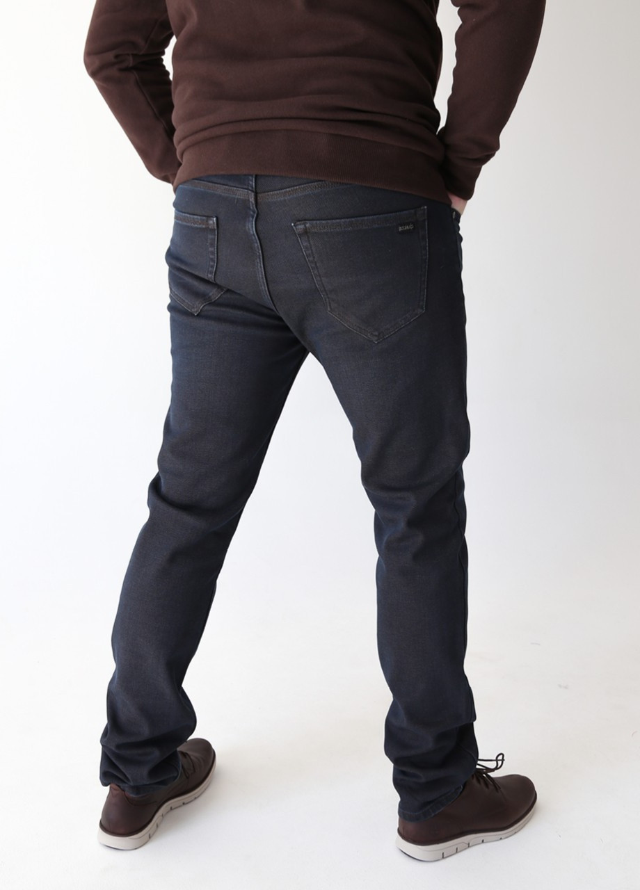 Темно-серые зимние слим джинсы мужские утепленные темно-серые на флисе Слегка-зауженная ARCHILES
