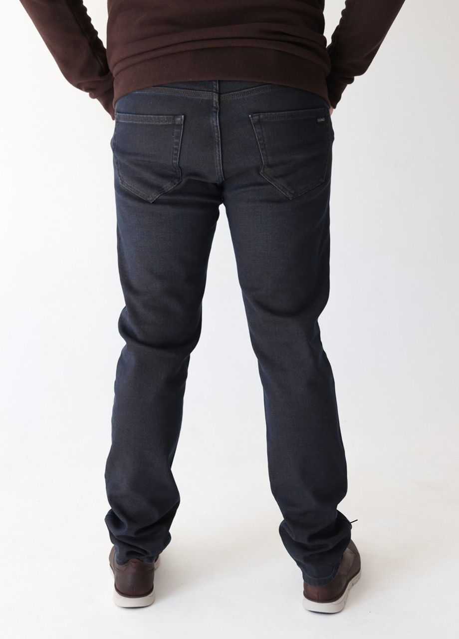 Темно-серые зимние слим джинсы мужские утепленные темно-серые на флисе Слегка-зауженная ARCHILES