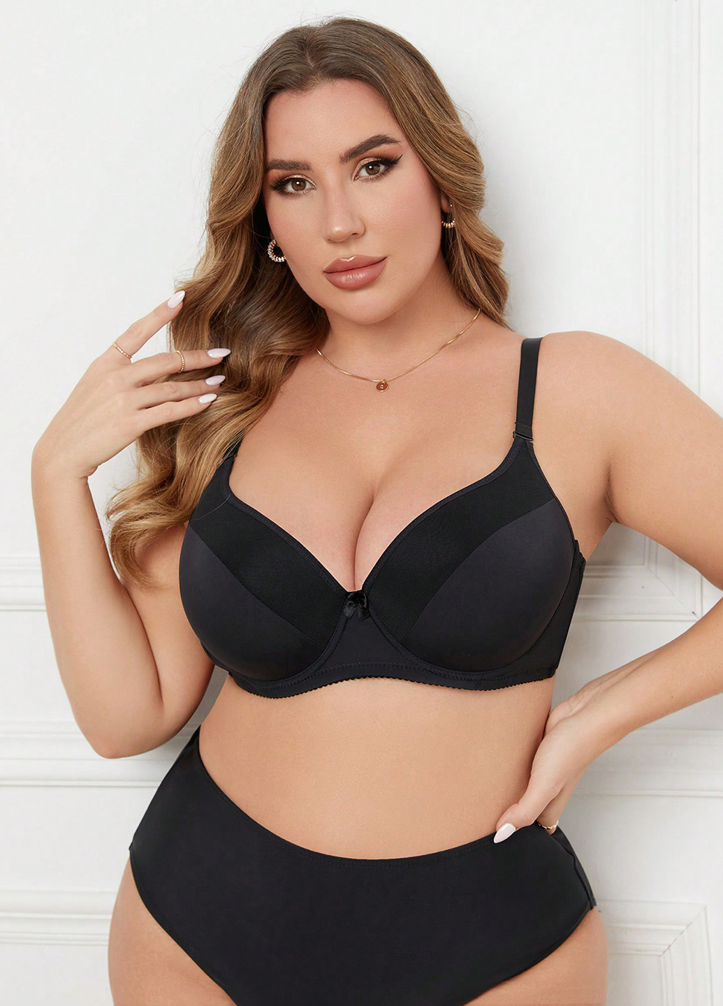 Чорний бралетт бюстгальтер SHEIN з кісточками поліамід