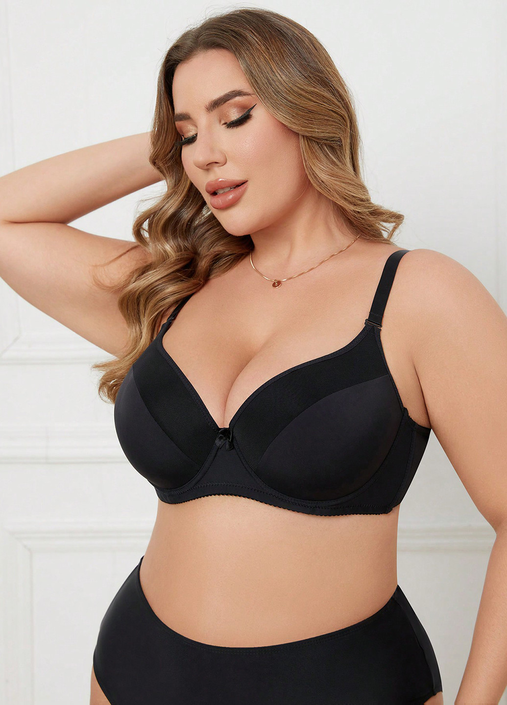Чорний бралетт бюстгальтер SHEIN з кісточками поліамід