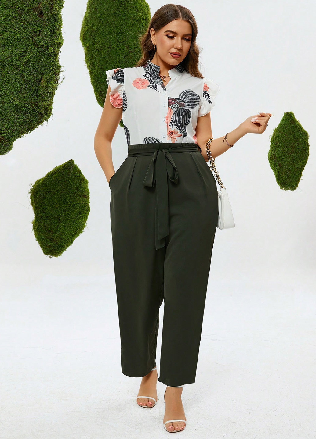 Комбінезон SHEIN комбінезон-брюки квітковий комбінований кежуал поліестер