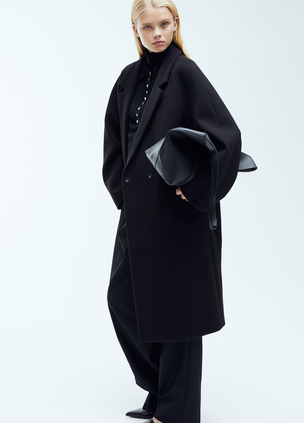 Черное демисезонное Пальто оверсайз H&M